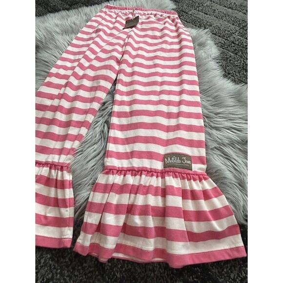 NEW Matilda Jane Rose is a Rose Big Ruffle Pink Striped Pants Size 12 - Picture 2 of 4